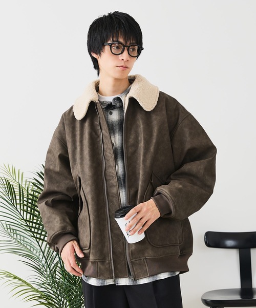 ジャケット・アウター yoyu UNIIT/ユニット】ヴィンテージライク オーバーサイズ PUボアフライト