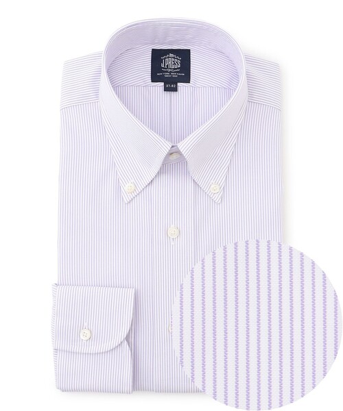 J.PRESS（ジェイプレス）の「【PREMIUM PLEATS / 形態安定】マイクロストライプ ドレスシャツ / B.D.（シャツ/ブラウス・メンズ・ライラック系1/ネイビー系1・首回り41cm-裄丈85cm/首回り40cm-裄丈85cm/首回り39cm-裄丈84cm/首回り38cm-裄丈84cm/首回り37cm-裄丈82cm/首回り43cm-裄丈86cm/首回り42cm-裄丈86cm）」の2枚目の写真