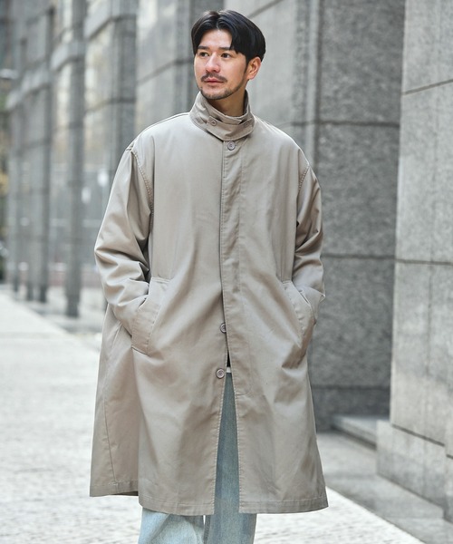SPU(スプ)の「撥水加工コットン2wayステンカラーコート(ステンカラーコート・メンズ・ベージュ/ブラック/オリーブ・M/S/L/XL)」の12枚目の写真