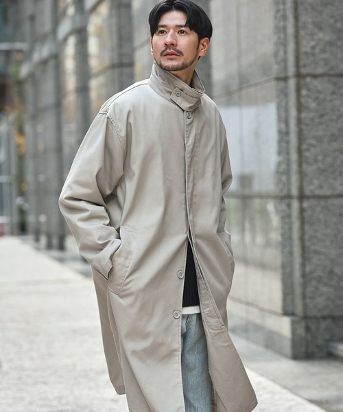 SPU(スプ)の「撥水加工コットン2wayステンカラーコート(ステンカラーコート・メンズ・ベージュ/ブラック/オリーブ・M/S/L/XL)」の13枚目の写真