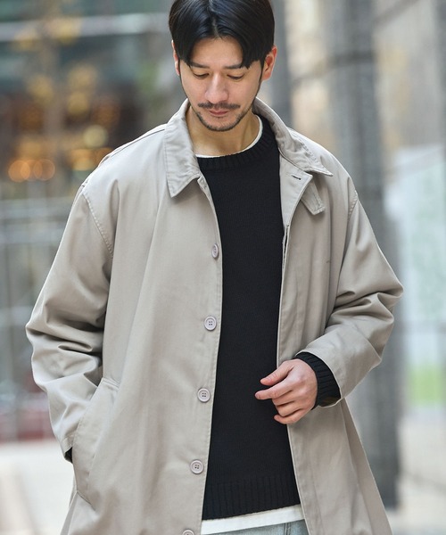 SPU(スプ)の「撥水加工コットン2wayステンカラーコート(ステンカラーコート・メンズ・ベージュ/ブラック/オリーブ・M/S/L/XL)」の14枚目の写真