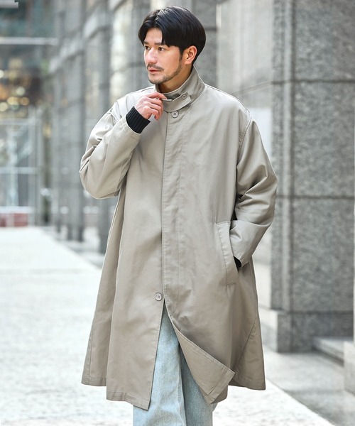 SPU(スプ)の「撥水加工コットン2wayステンカラーコート(ステンカラーコート・メンズ・ベージュ/ブラック/オリーブ・M/S/L/XL)」の10枚目の写真