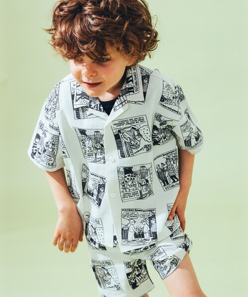 こども ビームス（コドモビームス）の「【別注】PAYDAY / コミック柄シャツ 2025SS（100～140cm）（シャツ/ブラウス・キッズ・オフホワイト/ブルー・100/110/120/130/140）」の2枚目の写真