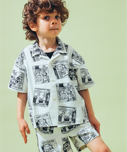 こども ビームス（コドモビームス）の「【別注】PAYDAY / コミック柄シャツ 2025SS（100～140cm）（シャツ/ブラウス・キッズ・オフホワイト/ブルー・100/110/120/130/140）」の3枚目の写真