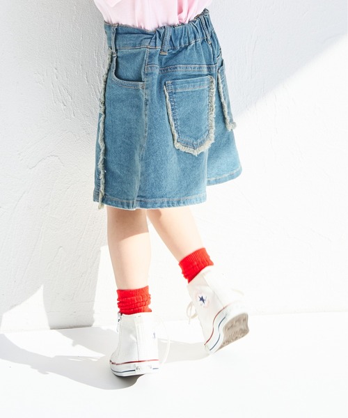 pairmanon（ペアマノン）の「フリンジ ショート丈 デニムパンツ（デニムパンツ・キッズ・ライトブルー/ブルー/インディゴブルー・100/90/150/140/130/120/110）」の21枚目の写真