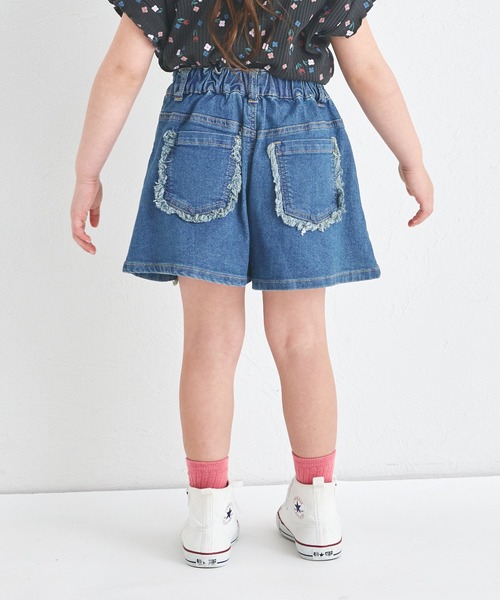 pairmanon（ペアマノン）の「フリンジ ショート丈 デニムパンツ（デニムパンツ・キッズ・ライトブルー/ブルー/インディゴブルー・100/90/150/140/130/120/110）」の14枚目の写真