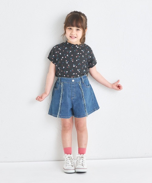pairmanon（ペアマノン）の「フリンジ ショート丈 デニムパンツ（デニムパンツ・キッズ・ライトブルー/ブルー/インディゴブルー・100/90/150/140/130/120/110）」の17枚目の写真