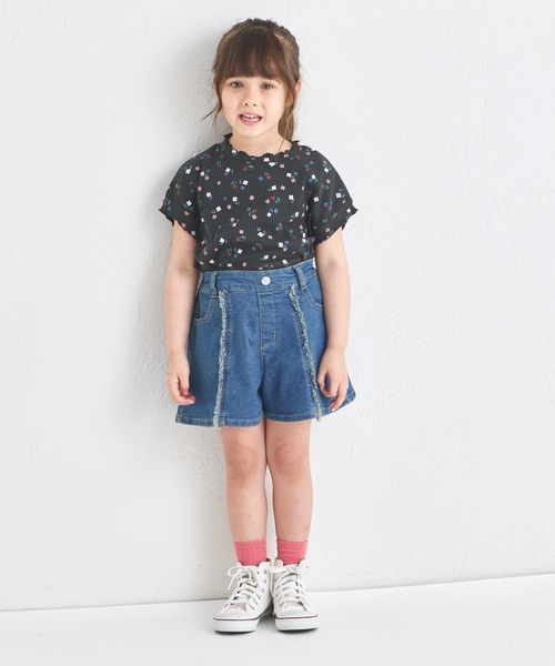 pairmanon（ペアマノン）の「フリンジ ショート丈 デニムパンツ（デニムパンツ・キッズ・ライトブルー/ブルー/インディゴブルー・100/90/150/140/130/120/110）」の19枚目の写真