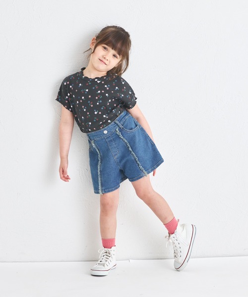 pairmanon（ペアマノン）の「フリンジ ショート丈 デニムパンツ（デニムパンツ・キッズ・ライトブルー/ブルー/インディゴブルー・100/90/150/140/130/120/110）」の20枚目の写真