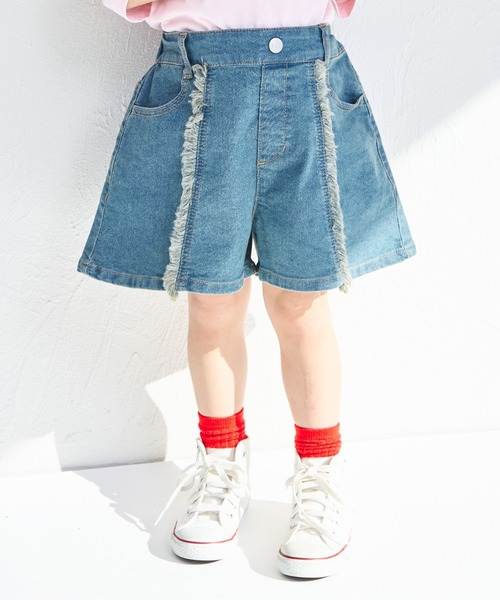 pairmanon（ペアマノン）の「フリンジ ショート丈 デニムパンツ（デニムパンツ・キッズ・ライトブルー/ブルー/インディゴブルー・100/90/150/140/130/120/110）」の11枚目の写真