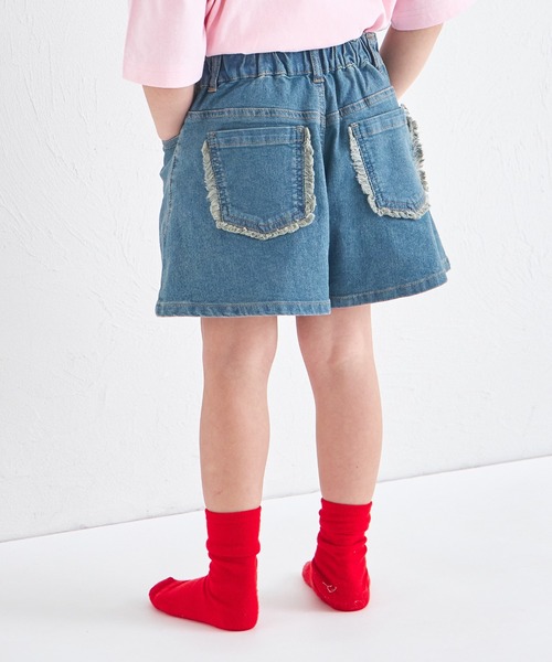 pairmanon（ペアマノン）の「フリンジ ショート丈 デニムパンツ（デニムパンツ・キッズ・ライトブルー/ブルー/インディゴブルー・100/90/150/140/130/120/110）」の5枚目の写真