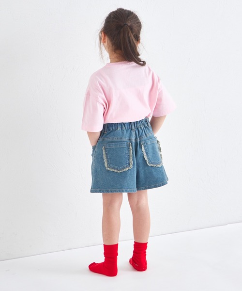 pairmanon（ペアマノン）の「フリンジ ショート丈 デニムパンツ（デニムパンツ・キッズ・ライトブルー/ブルー/インディゴブルー・100/90/150/140/130/120/110）」の10枚目の写真