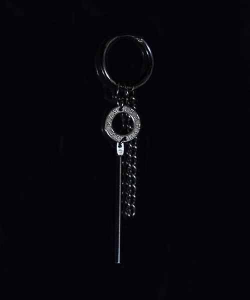 SBG(エスビー)の「SBG ローマ数字リング&チェーンピアス 片耳(ピアス(片耳用)・メンズ・ブラック/シルバー・FREE)」の7枚目の写真