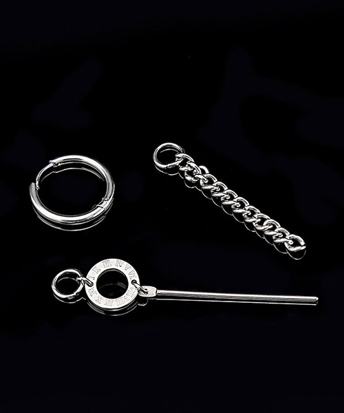 SBG(エスビー)の「SBG ローマ数字リング&チェーンピアス 片耳(ピアス(片耳用)・メンズ・ブラック/シルバー・FREE)」の8枚目の写真