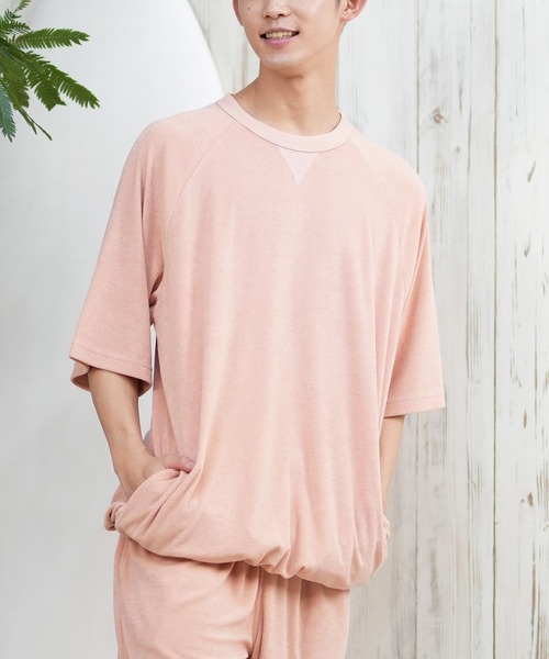 ムラサキスポーツ（ムラサキスポーツ）の「【ムラサキスポーツ限定】DEAR LAUREL/ディアローレル パイル半袖Tシャツ 水陸両用/ユーティリティー セットアップ対応 D25S2101（Tシャツ/カットソー・メンズ・ベージュ/ピンク/ブラック/サックスブルー・M/L）」の4枚目の写真