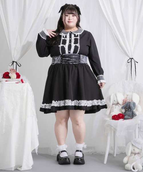 DearMyLoveWhip(ディアマイラブホイップ)の「【大きいサイズ】キラキラビジュレースリボンブラウス(シャツ/ブラウス・レディース・ブルーグレー/ホワイト×ピンク/ホワイト×グレー/ホワイト/ブラック×ホワイト・4L/5L/6L)」の15枚目の写真
