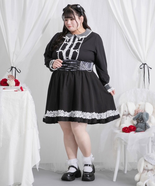 DearMyLoveWhip(ディアマイラブホイップ)の「【大きいサイズ】キラキラビジュレースリボンブラウス(シャツ/ブラウス・レディース・ブルーグレー/ホワイト×ピンク/ホワイト×グレー/ホワイト/ブラック×ホワイト・4L/5L/6L)」の16枚目の写真