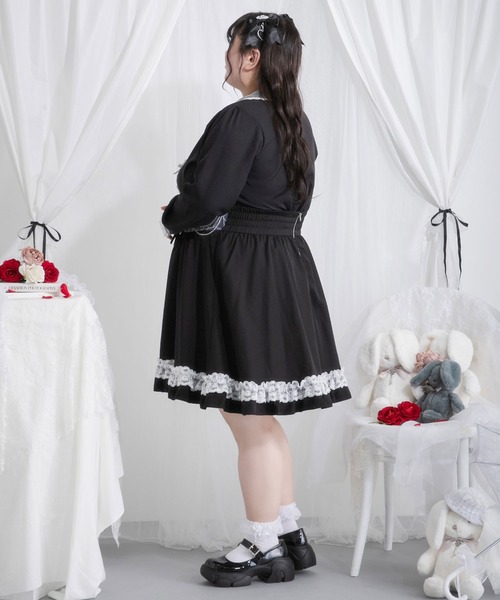 DearMyLoveWhip(ディアマイラブホイップ)の「【大きいサイズ】キラキラビジュレースリボンブラウス(シャツ/ブラウス・レディース・ブルーグレー/ホワイト×ピンク/ホワイト×グレー/ホワイト/ブラック×ホワイト・4L/5L/6L)」の17枚目の写真