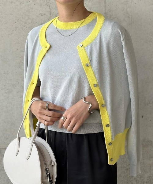 aquagarage(アクアガレージ)の「ニットアンサンブル(カーディガン/ボレロ・レディース・ブラック×ホワイト/ブラック/ホワイト×ブラック/イエロー×グレー/アイボリー・L/LL/M)」の5枚目の写真