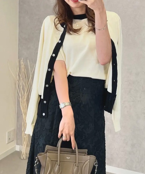 aquagarage(アクアガレージ)の「ニットアンサンブル(カーディガン/ボレロ・レディース・ブラック×ホワイト/ブラック/ホワイト×ブラック/イエロー×グレー/アイボリー・L/LL/M)」の21枚目の写真