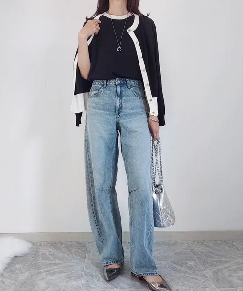 aquagarage(アクアガレージ)の「ニットアンサンブル(カーディガン/ボレロ・レディース・ブラック×ホワイト/ブラック/ホワイト×ブラック/イエロー×グレー/アイボリー・L/LL/M)」の10枚目の写真