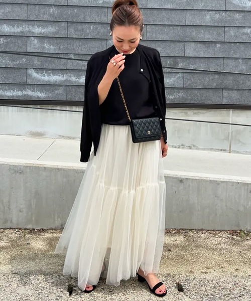 aquagarage(アクアガレージ)の「ニットアンサンブル(カーディガン/ボレロ・レディース・ブラック×ホワイト/ブラック/ホワイト×ブラック/イエロー×グレー/アイボリー・L/LL/M)」の16枚目の写真