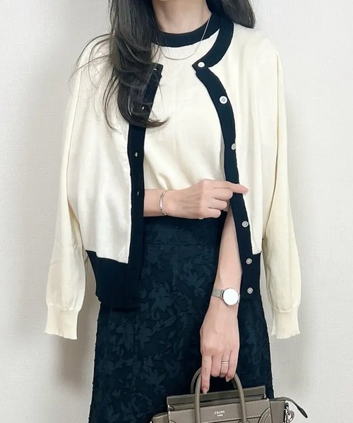 aquagarage(アクアガレージ)の「ニットアンサンブル(カーディガン/ボレロ・レディース・ブラック×ホワイト/ブラック/ホワイト×ブラック/イエロー×グレー/アイボリー・L/LL/M)」の20枚目の写真