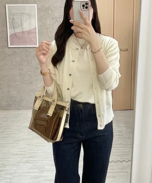 aquagarage(アクアガレージ)の「ニットアンサンブル(カーディガン/ボレロ・レディース・ブラック×ホワイト/ブラック/ホワイト×ブラック/イエロー×グレー/アイボリー・L/LL/M)」の22枚目の写真