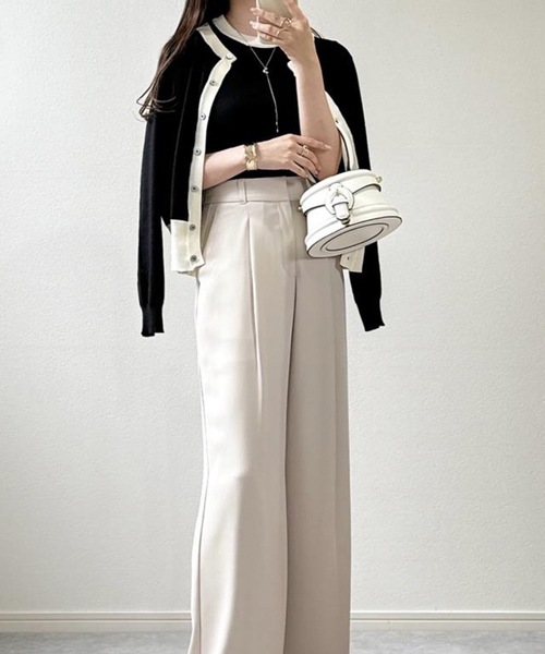 aquagarage(アクアガレージ)の「ニットアンサンブル(カーディガン/ボレロ・レディース・ブラック×ホワイト/ブラック/ホワイト×ブラック/イエロー×グレー/アイボリー・L/LL/M)」の6枚目の写真