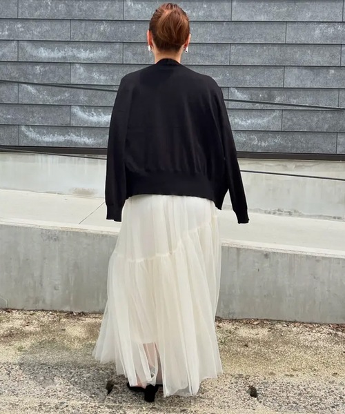 aquagarage(アクアガレージ)の「ニットアンサンブル(カーディガン/ボレロ・レディース・ブラック×ホワイト/ブラック/ホワイト×ブラック/イエロー×グレー/アイボリー・L/LL/M)」の15枚目の写真