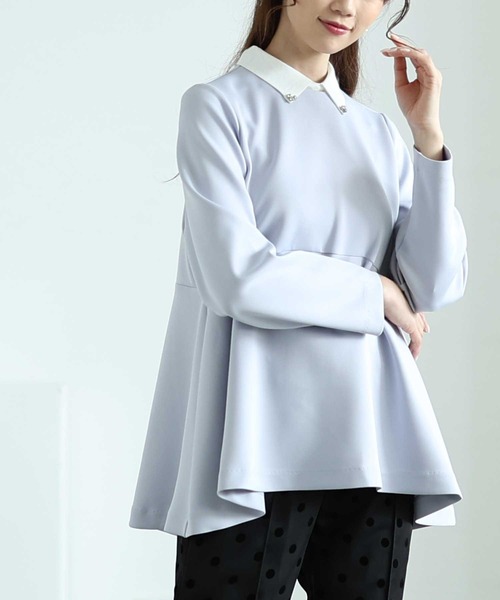 Sawa a la mode(サワアラモード)の「2wayペプラムカットソー(Tシャツ/カットソー・レディース・ブラック/アイボリー/サックスブルー・FREE)」の3枚目の写真