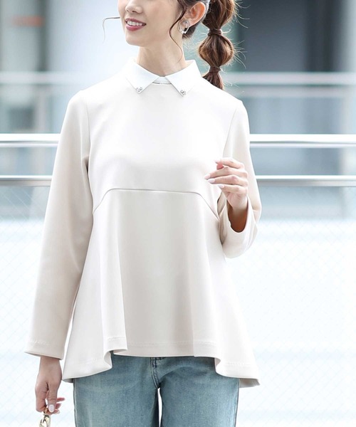 Sawa a la mode(サワアラモード)の「2wayペプラムカットソー(Tシャツ/カットソー・レディース・ブラック/アイボリー/サックスブルー・FREE)」の2枚目の写真