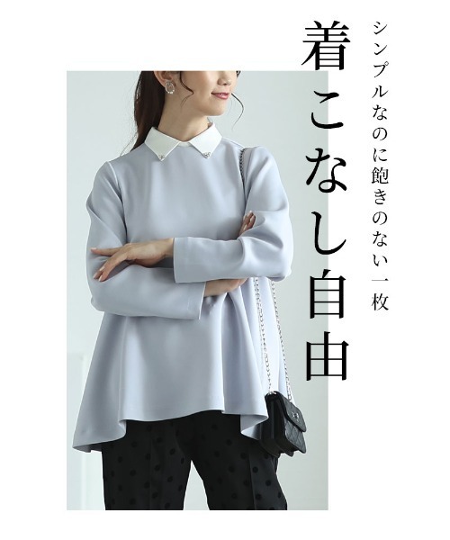 Sawa a la mode(サワアラモード)の「2wayペプラムカットソー(Tシャツ/カットソー・レディース・ブラック/アイボリー/サックスブルー・FREE)」の8枚目の写真