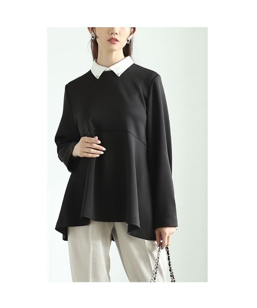 Sawa a la mode(サワアラモード)の「2wayペプラムカットソー(Tシャツ/カットソー・レディース・ブラック/アイボリー/サックスブルー・FREE)」の17枚目の写真