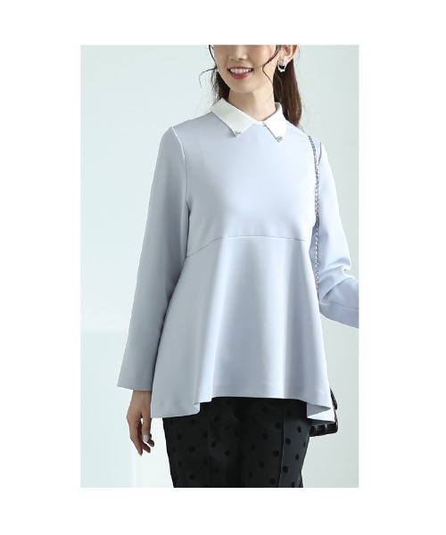 Sawa a la mode(サワアラモード)の「2wayペプラムカットソー(Tシャツ/カットソー・レディース・ブラック/アイボリー/サックスブルー・FREE)」の19枚目の写真