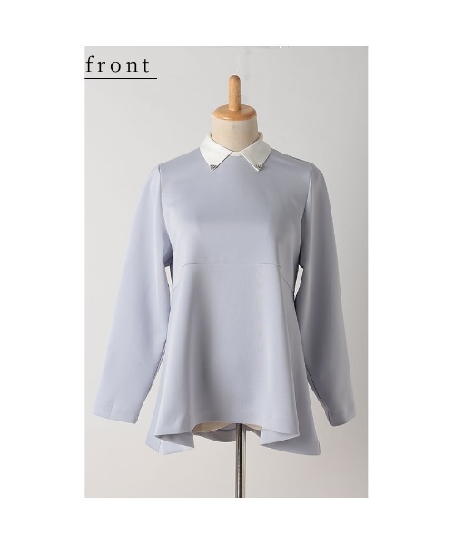 Sawa a la mode(サワアラモード)の「2wayペプラムカットソー(Tシャツ/カットソー・レディース・ブラック/アイボリー/サックスブルー・FREE)」の22枚目の写真