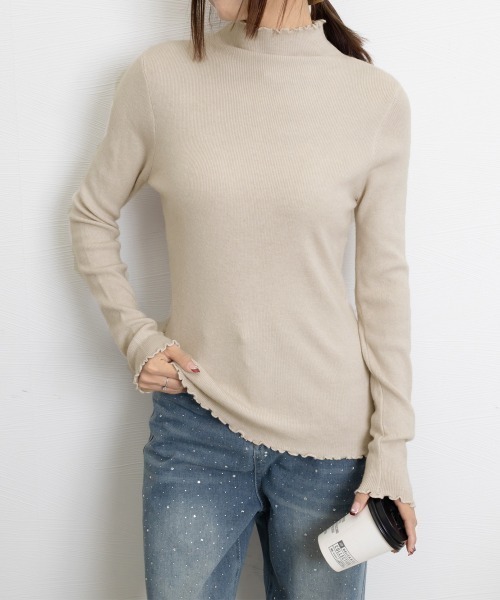 Miniministore(ミニミニストア)の「メロウフリル ニットトップス レディース(ニット/セーター・レディース・ホワイト/アイボリー/ブラック/ベージュ/ブラウン/カーキ/グレー・FREE)」の11枚目の写真