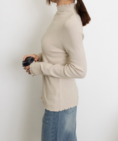 Miniministore(ミニミニストア)の「メロウフリル ニットトップス レディース(ニット/セーター・レディース・ホワイト/アイボリー/ブラック/ベージュ/ブラウン/カーキ/グレー・FREE)」の13枚目の写真