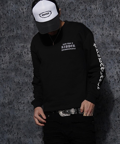RIPPER(リッパー)の「【RIPPER】オールドイングリッシュ 袖ロゴ スウェット / Old English Sleeve Logo Sweatshirt / ZOZOTOWN限定カラー(スウェット・メンズ・ブラック×グレー/ホワイト×ブラック/ホワイト×グレー/ブラック×ホワイト・S/M/L)」の14枚目の写真