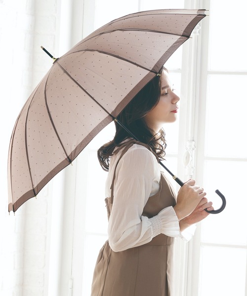 セール】【SETUP7】16本骨 ドットバイカラー雨傘 55cm NT（折りたたみ
