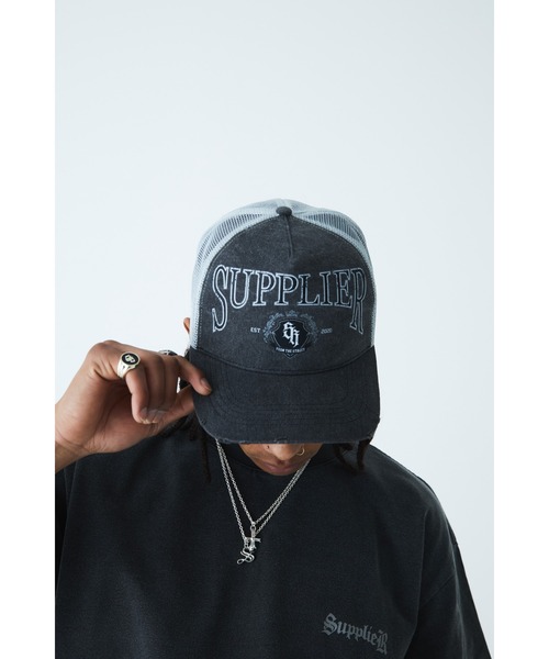 メッシュキャップ｜Vintage Wash Denim College Logo Mesh Cap