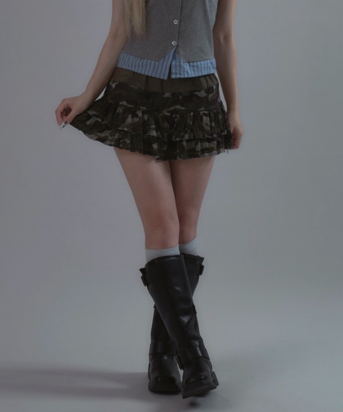 Camouflage Balloon Mini Skirt / 迷彩柄バルーンスカート