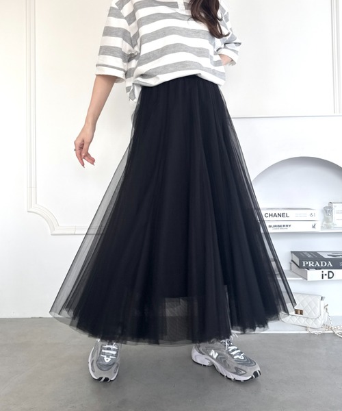 Loueme（ルエム）の「ボリュームチュールシアースカート【26SS新作グレー＆ピンク追加】（スカート・レディース・ホワイト/ラベンダー/アイボリー/ブラック/ピンク/グレー・FREE）」の21枚目の写真