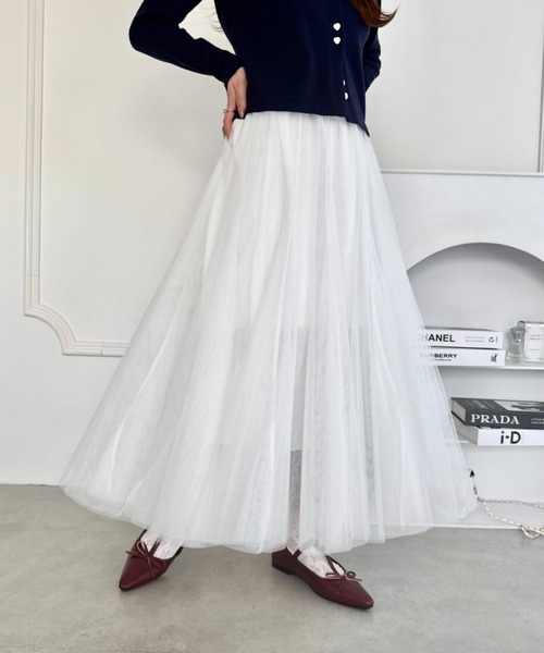 Loueme（ルエム）の「ボリュームチュールシアースカート【26SS新作グレー＆ピンク追加】（スカート・レディース・ホワイト/ラベンダー/アイボリー/ブラック/ピンク/グレー・FREE）」の16枚目の写真