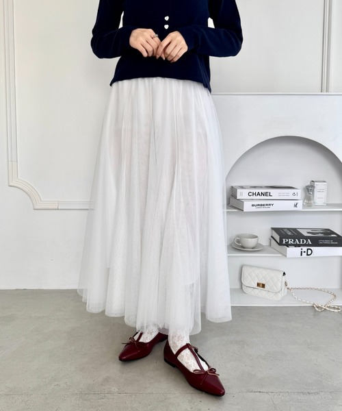 Loueme（ルエム）の「ボリュームチュールシアースカート【26SS新作グレー＆ピンク追加】（スカート・レディース・ホワイト/ラベンダー/アイボリー/ブラック/ピンク/グレー・FREE）」の18枚目の写真