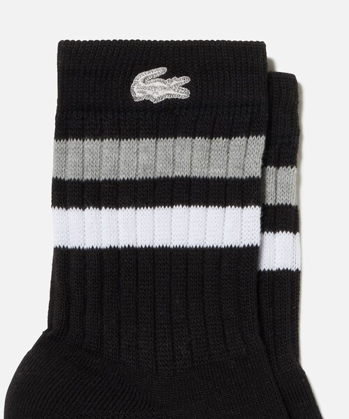 LACOSTE（ラコステ）の「ラインドアメリブショートソックス（ソックス/靴下・メンズ・グレー/ブラック/ホワイト×ブラック/ホワイト×グリーン/アイボリー/ホワイト・27.0cm）」の11枚目の写真