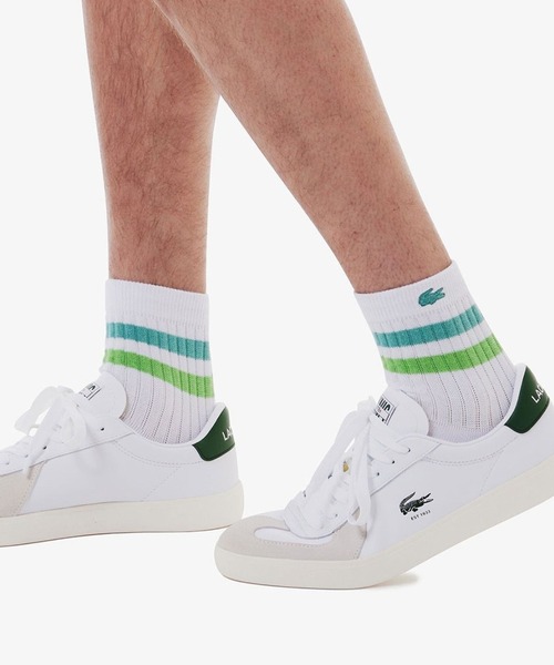 LACOSTE（ラコステ）の「ラインドアメリブショートソックス（ソックス/靴下・メンズ・グレー/ブラック/ホワイト×ブラック/ホワイト×グリーン/アイボリー/ホワイト・27.0cm）」の4枚目の写真