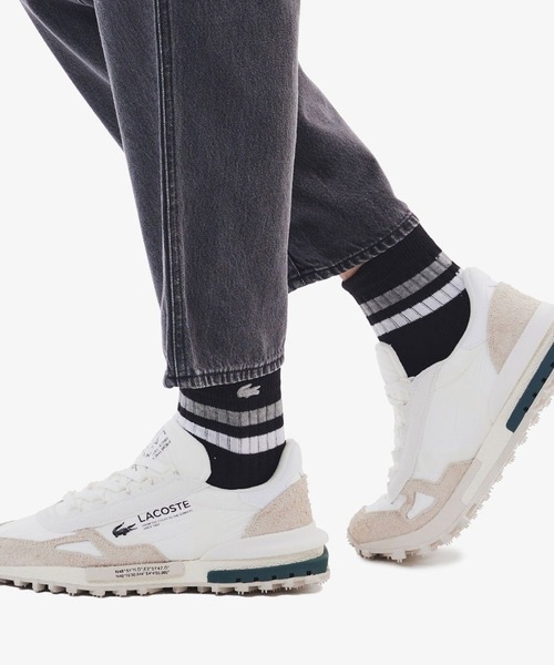 LACOSTE（ラコステ）の「ラインドアメリブショートソックス（ソックス/靴下・メンズ・グレー/ブラック/ホワイト×ブラック/ホワイト×グリーン/アイボリー/ホワイト・27.0cm）」の5枚目の写真