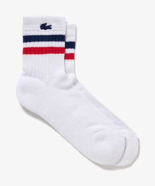 LACOSTE（ラコステ）の「ラインドアメリブショートソックス（ソックス/靴下・メンズ・グレー/ブラック/ホワイト×ブラック/ホワイト×グリーン/アイボリー/ホワイト・27.0cm）」の7枚目の写真