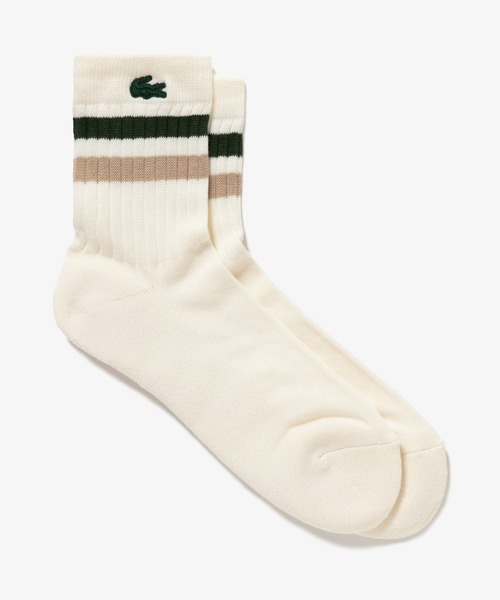 LACOSTE（ラコステ）の「ラインドアメリブショートソックス（ソックス/靴下・メンズ・グレー/ブラック/ホワイト×ブラック/ホワイト×グリーン/アイボリー/ホワイト・27.0cm）」の8枚目の写真